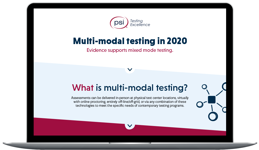 laptop showing multi modal testing in 2020 infographic